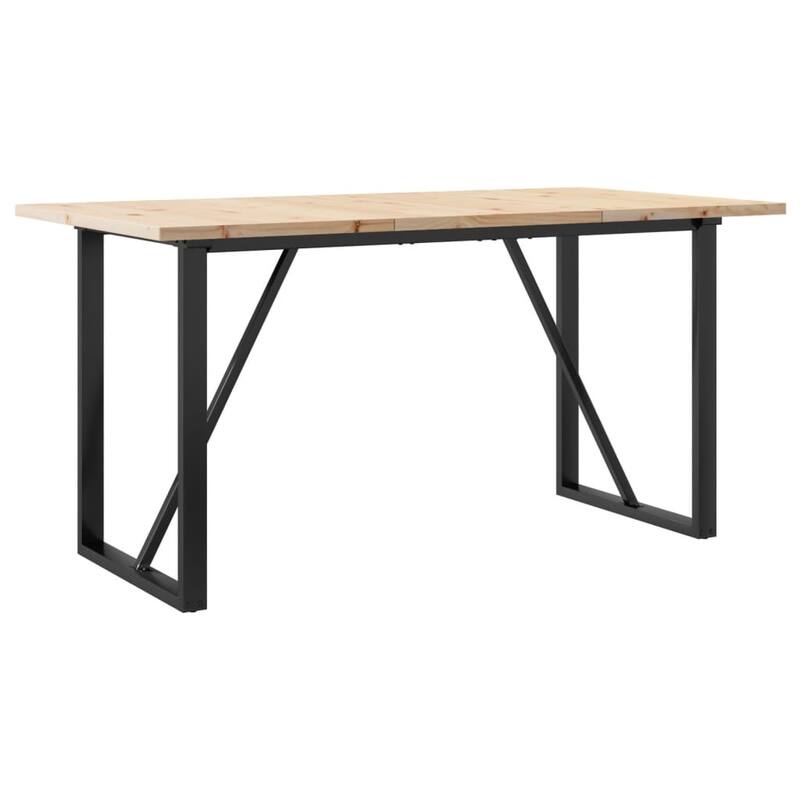 vidaXL Dining Table O-Frame Side Accent Coffee Table Solid Wood Pine and Steel