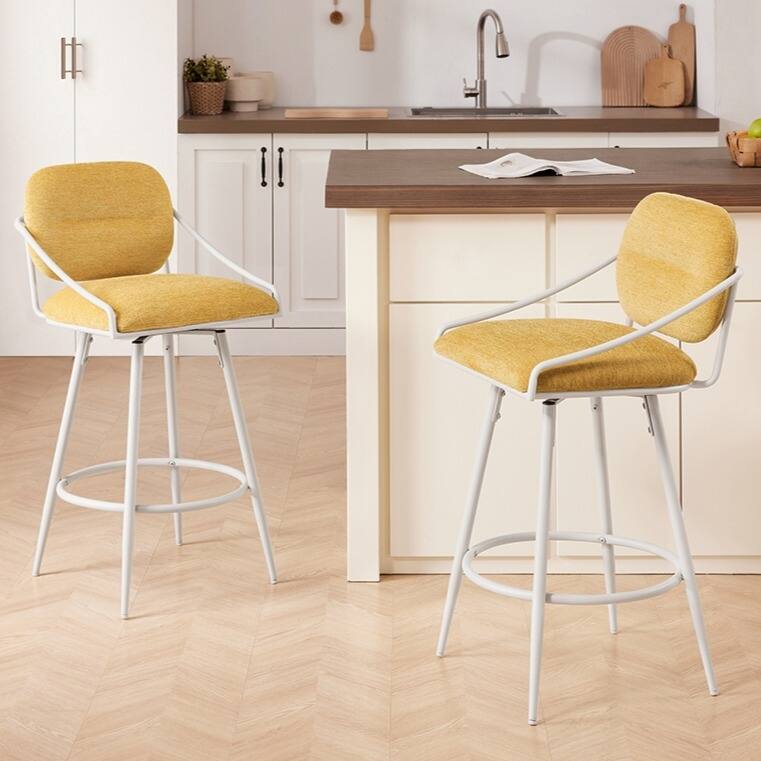 Art Leon Mid-century Modern Fabric Swivel Barstool