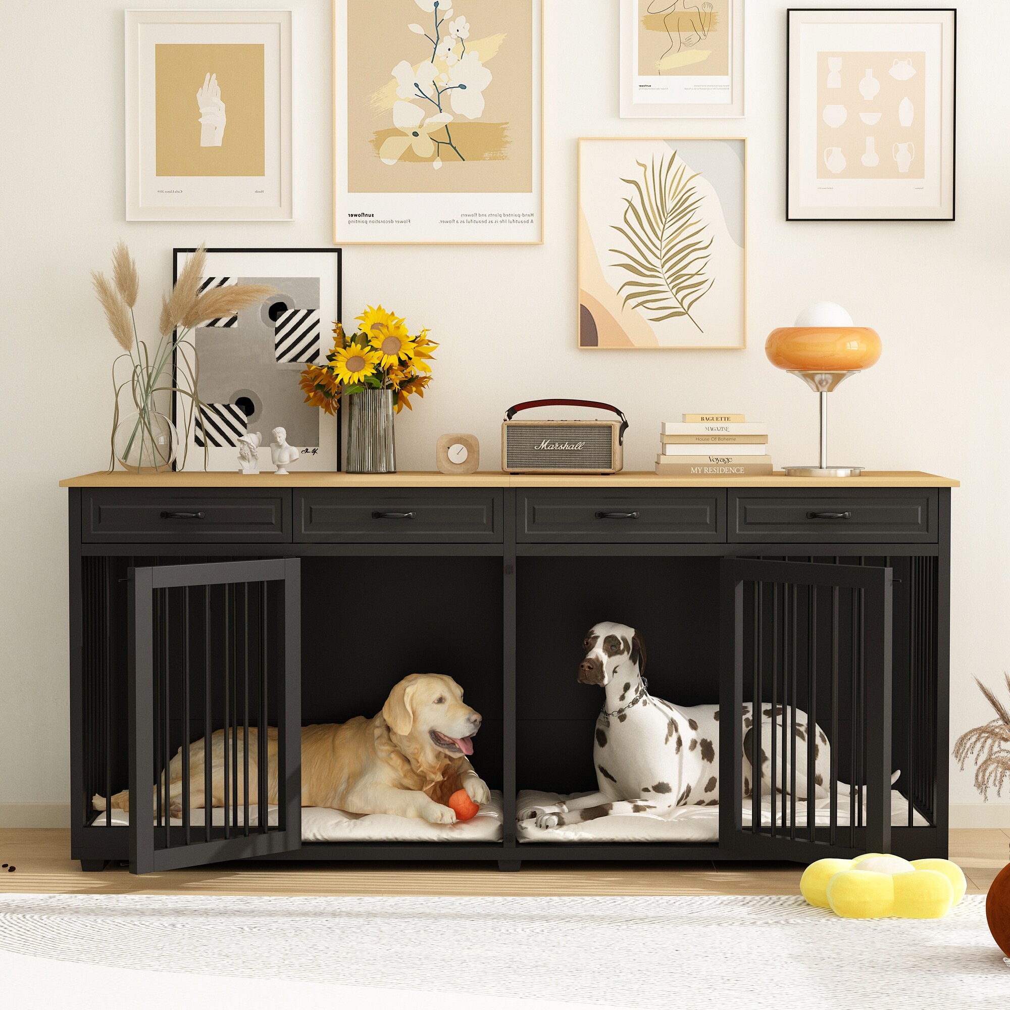 Two room dog crate top