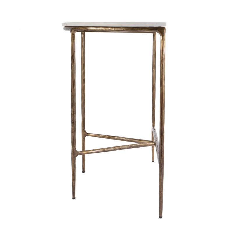 Evelyn Demilune Marble and Iron Console Table