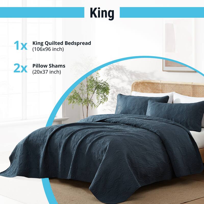 HLC.ME Benji - 3 Piece Size Quilt Set, Lightweight Bedspread Coverlet Set