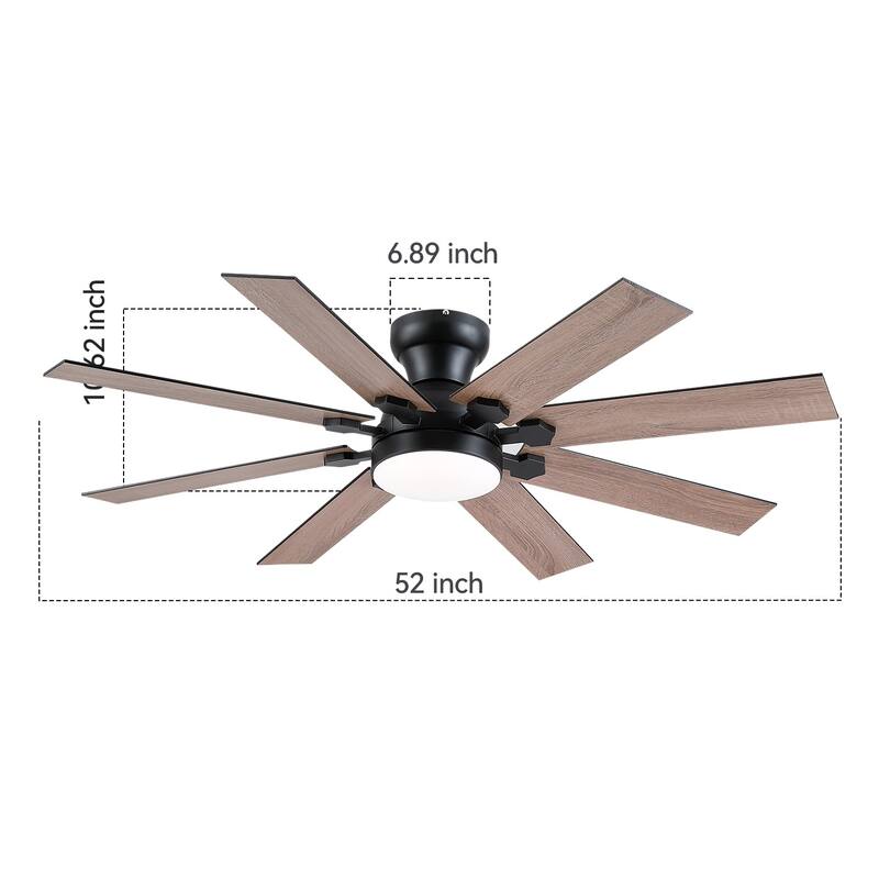 52 Inch Flush Mount Ceiling Fan with Light,8 Blades,Reversible Airflow,DC Motor,Remote and APP Control - 52 Inches