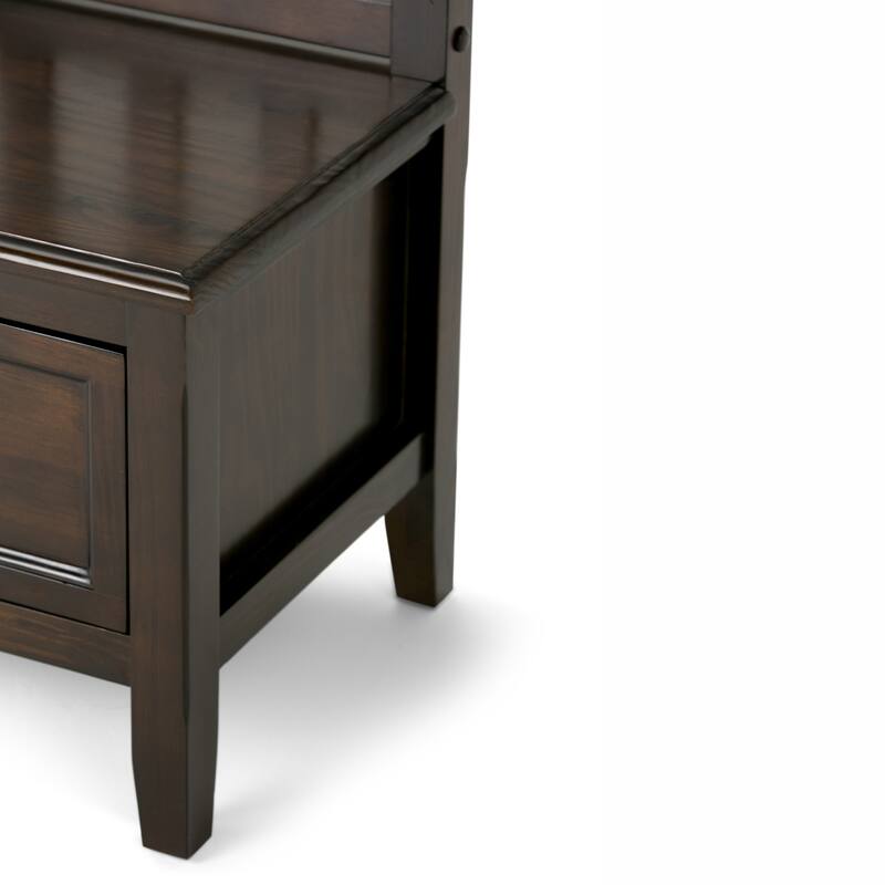 WYNDENHALL Portland SOLID WOOD 42 inch Wide Transitional Entryway Storage Bench with Drawers - 42 Inches wide