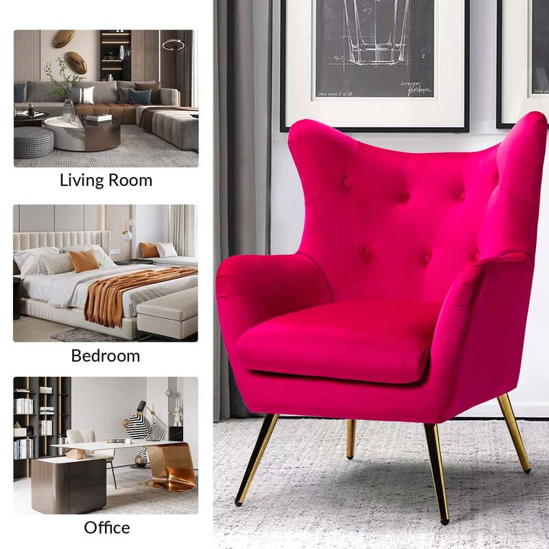 Eusebio Modern Velvet Accent Chair with Tufted Wingback for Living Room Set of 2 by HULALA HOME