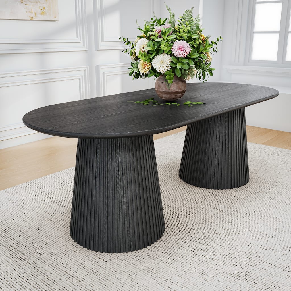 86" Double Pedestal Oval Dining Table
