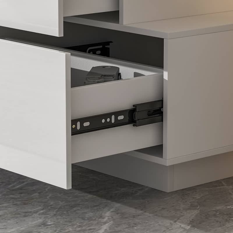 High Glossy Six-Drawer Dresser Chest with Off-Set Design (Black/White)