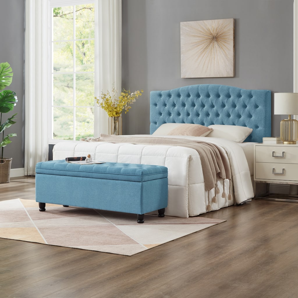 Bedroom End of Bed Bench with Spindle Wood Legs, Upholstered Decorative Stool Elegant Storage Bench with Flipping Lid