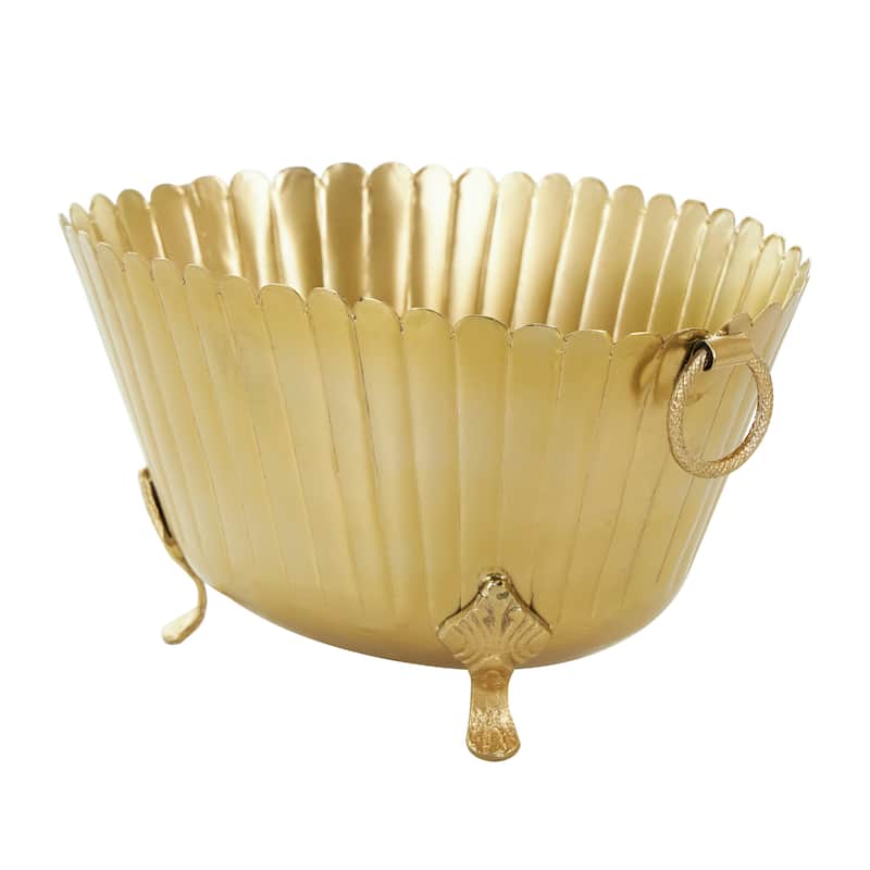 Metal Planter - Set of 2 Gold - Roche River Decor - 11"W x 16"L x 9"H