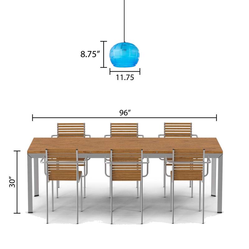 Catharine River of Goods Black Metal and Hand Blown Glass 11.75-Inch Pendant Light with Adjustable Hanging Cord