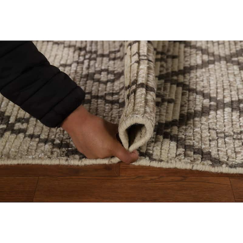 Geometric Moroccan Oriental Rug Hand-Knotted Trellis Wool Carpet - 2'0"x 3'0"