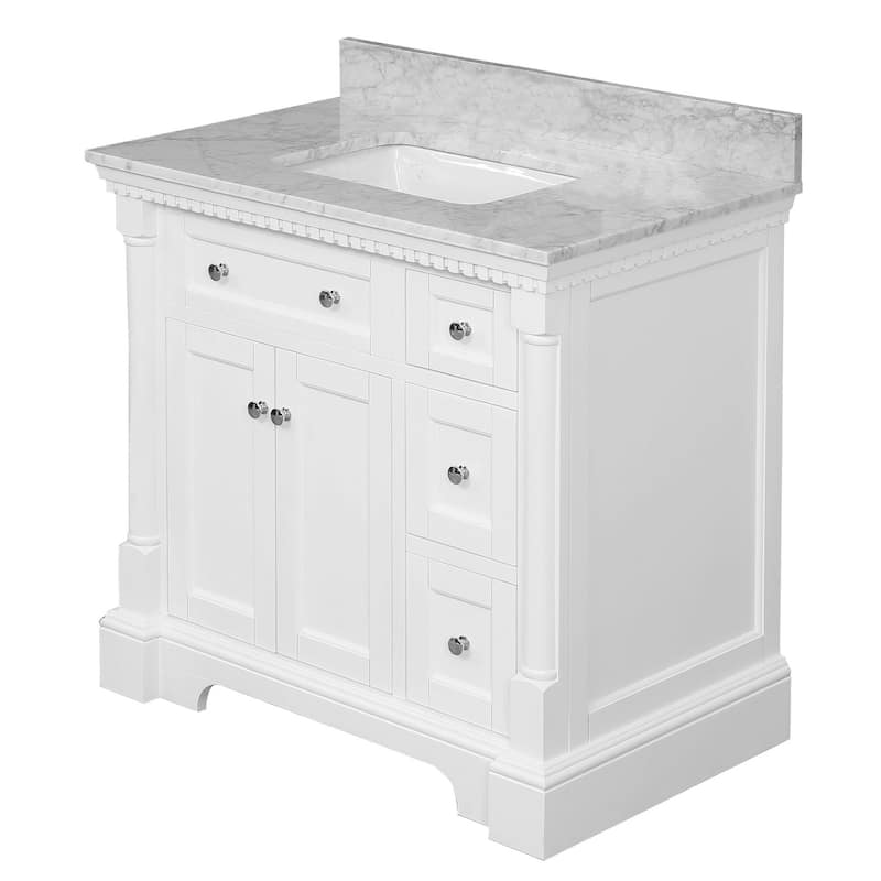 KitchenBathCollection Sydney 36" Bathroom Vanity with Carrara Marble Top