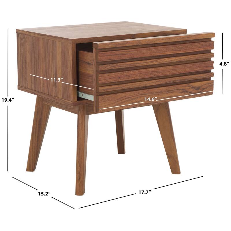 SAFAVIEH Home Esma 1 Drawer Nightstand. - Walnut.