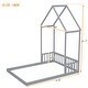 preview thumbnail 3 of 25, Full House-shaped Roof Headboard Floor Bed Kidsbed, Grey