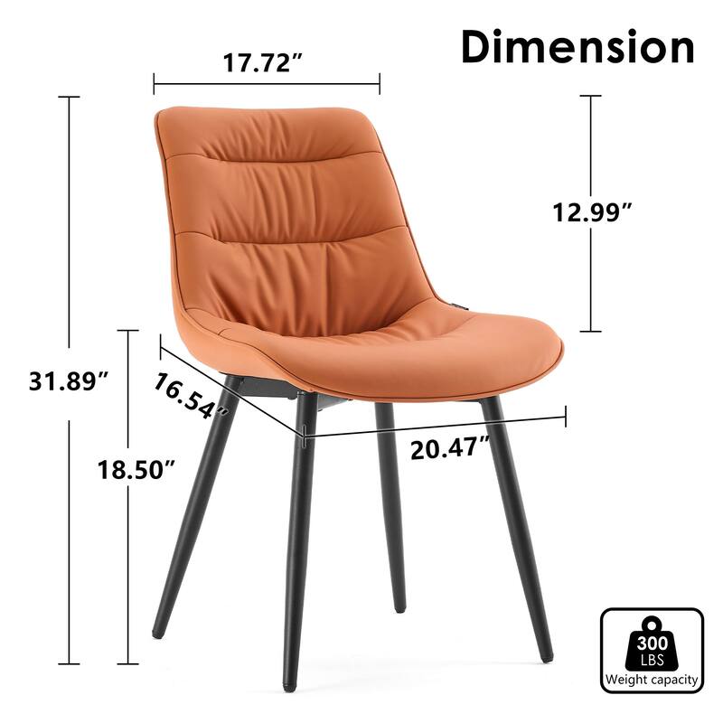 Faux Leather Dining Chairs Set of 2, Modern Upholstered Seat