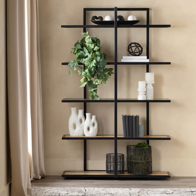 76.5 in. Brown Solid Wood 5 Shelf Etagere