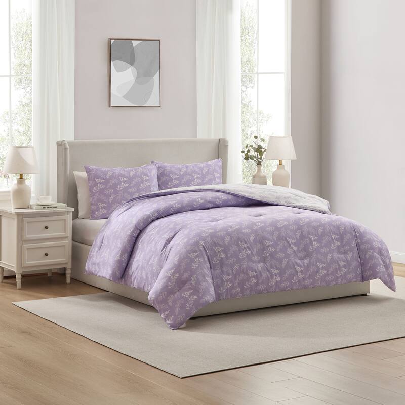 Empyrean 3PC Reversible Botanical Printed Comforter Bedding Set