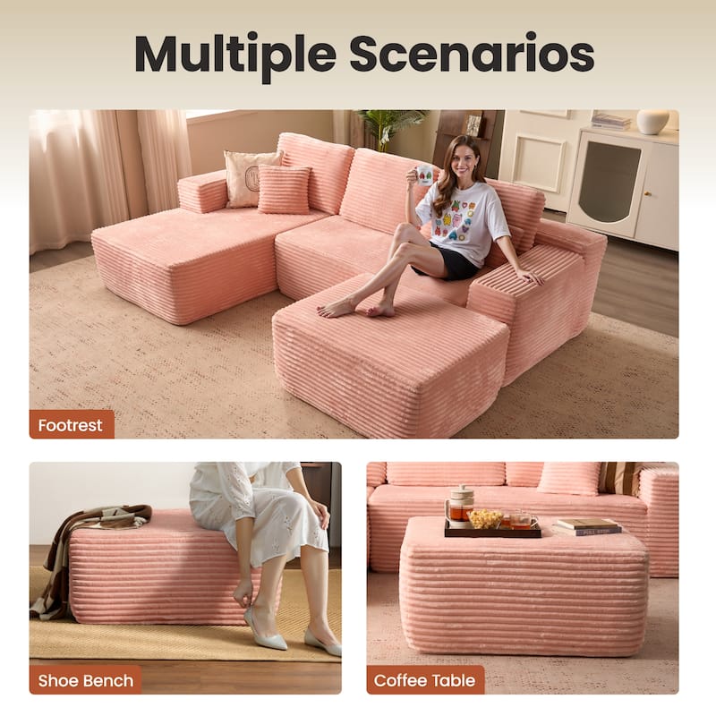 ​​OVIOS Lazy Chaise Lounge Sofa with Ottoman​