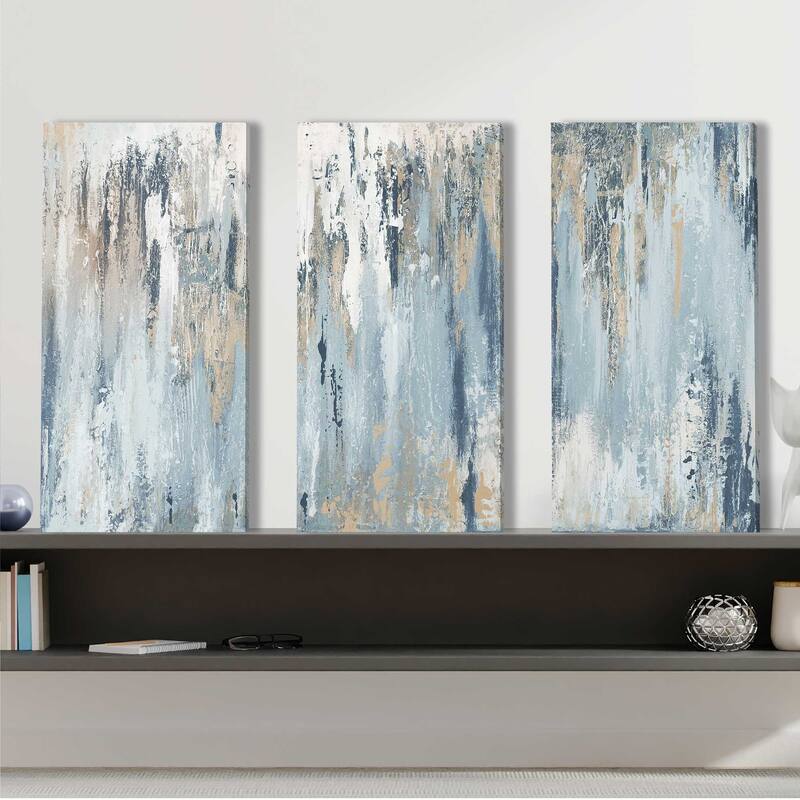 "Blue Illusion I" 3 Piece Set on Canvas