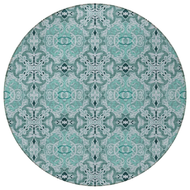 HomeRoots Medallion Transitional Rectangle Outdoor Rug
