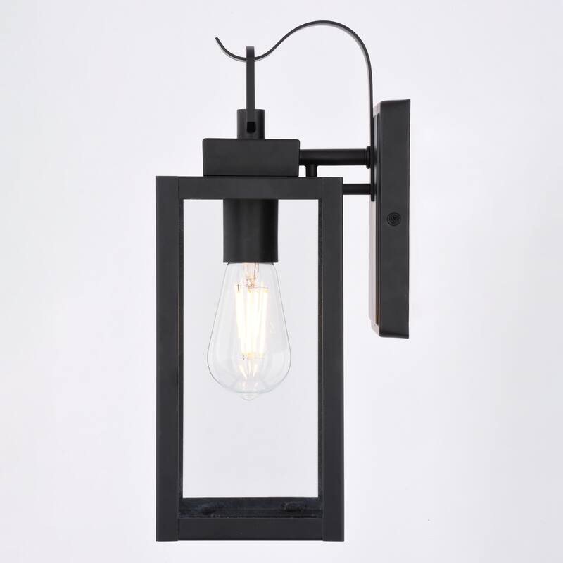 VAXCEL Clinton Matte Black Outdoor Wall Sconce Light Fixture made of Durable Steel, Clear Glass Shade, LED Compatible