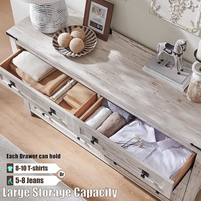 Farmhouse 8 Drawers Wood Dresser Chests, Rustic Chset of Drawers