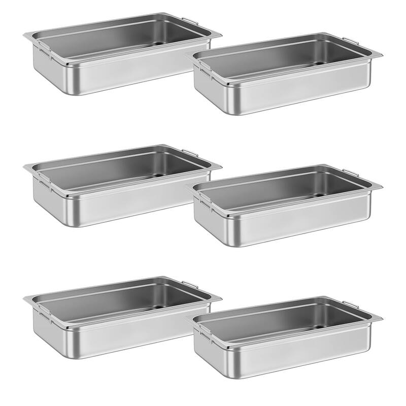6 Pack Steam Table Pans Stainless Steel Hotel Food Pan - 6-Inch Deep