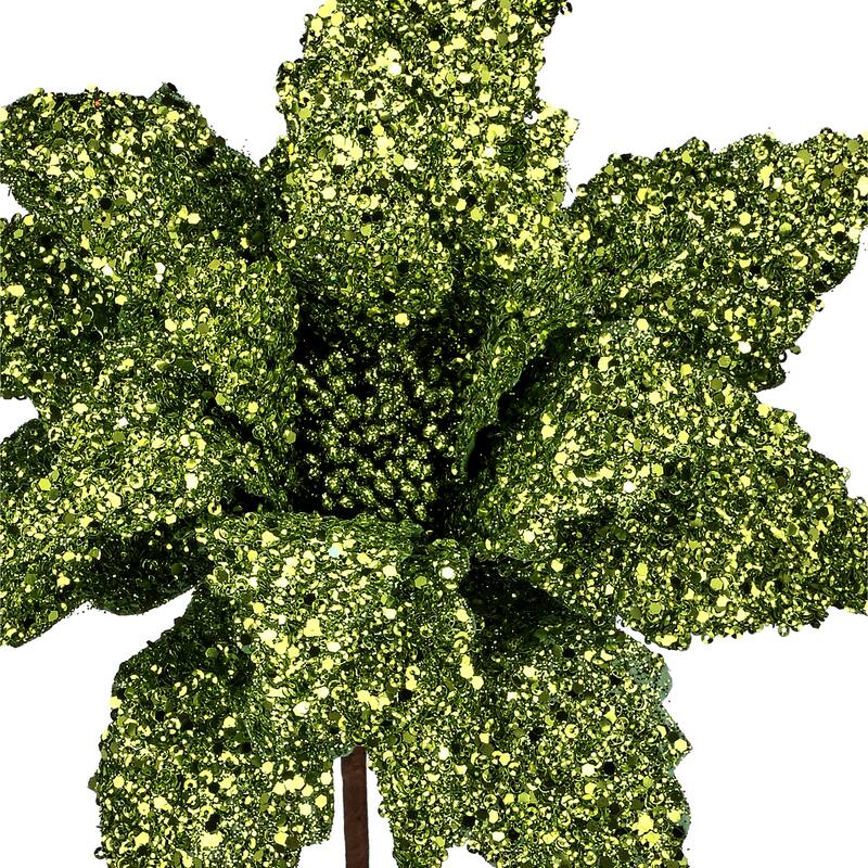 22" Sequin Glitter Poinsettia Stem