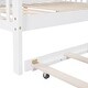preview thumbnail 16 of 15, Full Size Kids Bed with Trundle and Back Shelf, Wooden House Frame with Roof and Play Area Design
