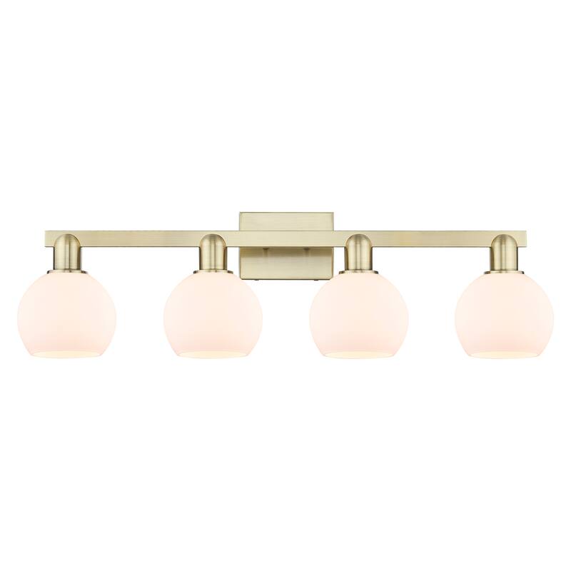 Innovations Lighting Endless Possibilities Arcadia - Athens - 4 Light 33" Bath Vanity Light - Antique Brass/Matte White