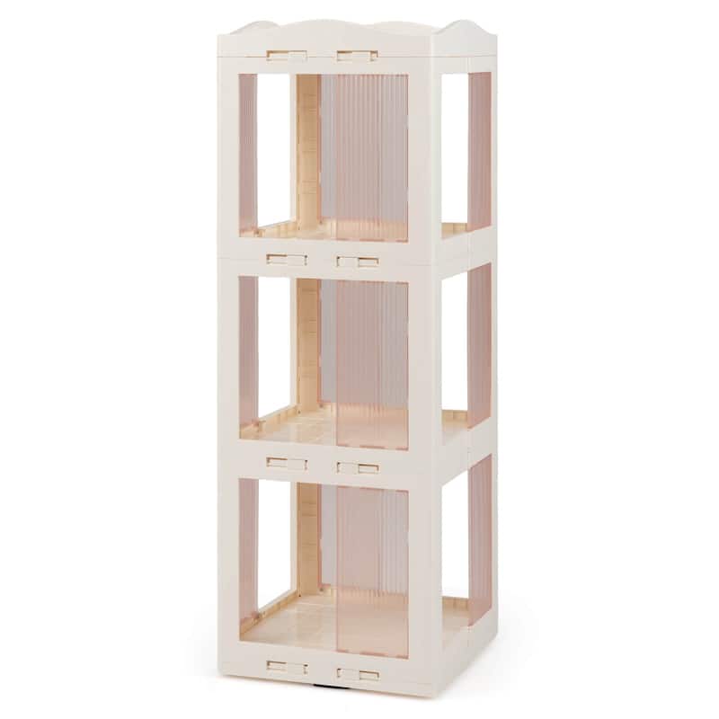Costway 360° Spinning Bookcase with Swivel Base, 3-Tier Revolving - See Details - White - See Details