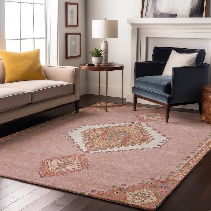 Premium Washable Super Soft Traditional Boho Mayfield Rug - Pink - 8' x 10'