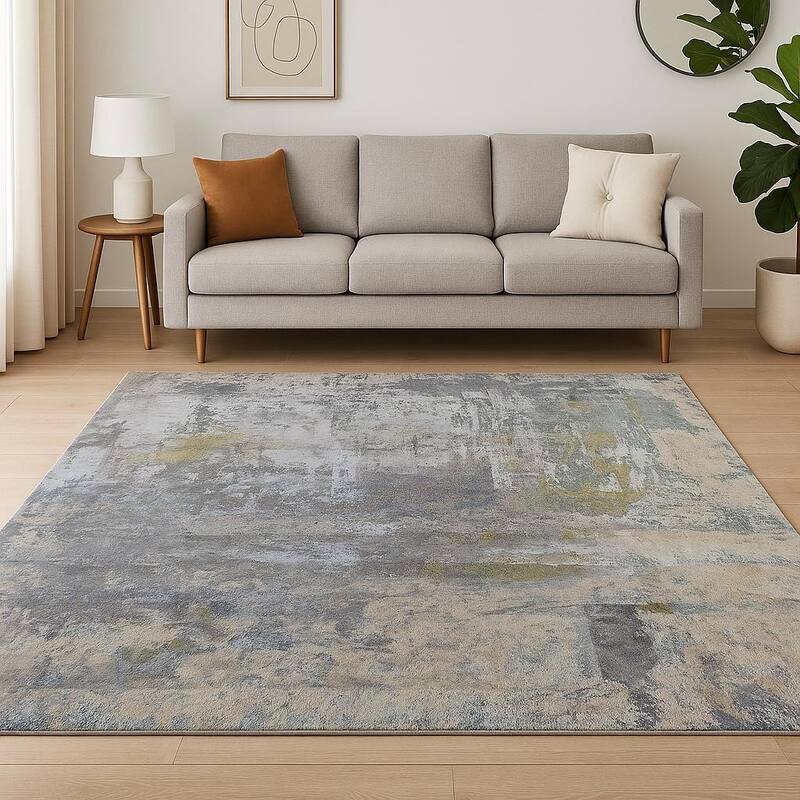 HomeRoots Abstract Contemporary Rectangle Area Rug - 120.00 in. x 96.00 in. x 0.25 in. - 120.00 in. x 96.00 in.  x 0.25 in.