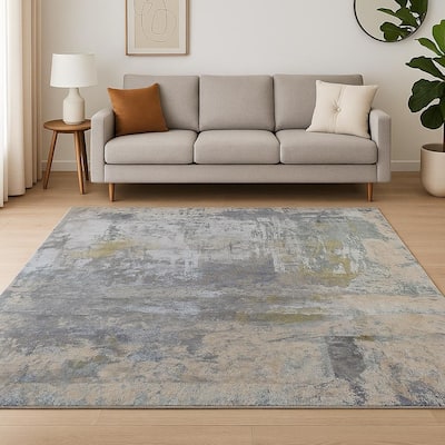 HomeRoots Abstract Contemporary Rectangle Area Rug - 120.00 in. x 96.00 in. x 0.25 in.
