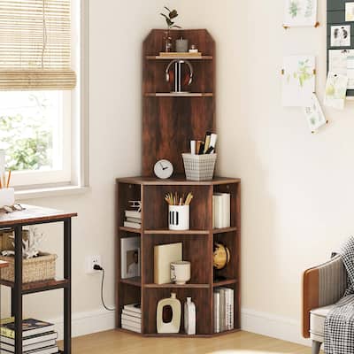 6-Tier Tall Narrow Display Bookshelf 12 Cube Storage Organizer