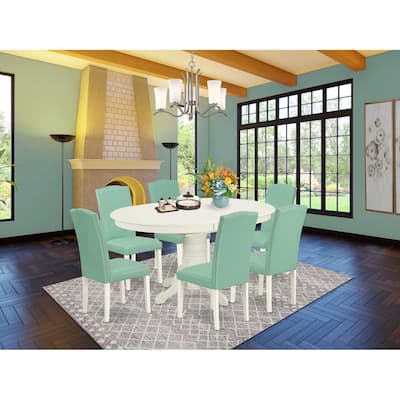 Dinette Set 7Pc Oval Table w/ Leaf & 6 Chairs - Antique Appeal Kitchen Dining Set
