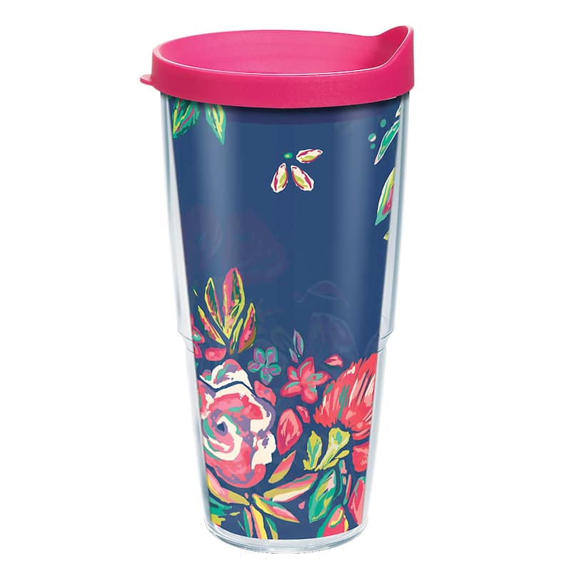 Tervis Live Bold Bouquet Made in USA Double Walled Insulated Travel Tumbler, Live Bold Bouquet - 24oz Classic
