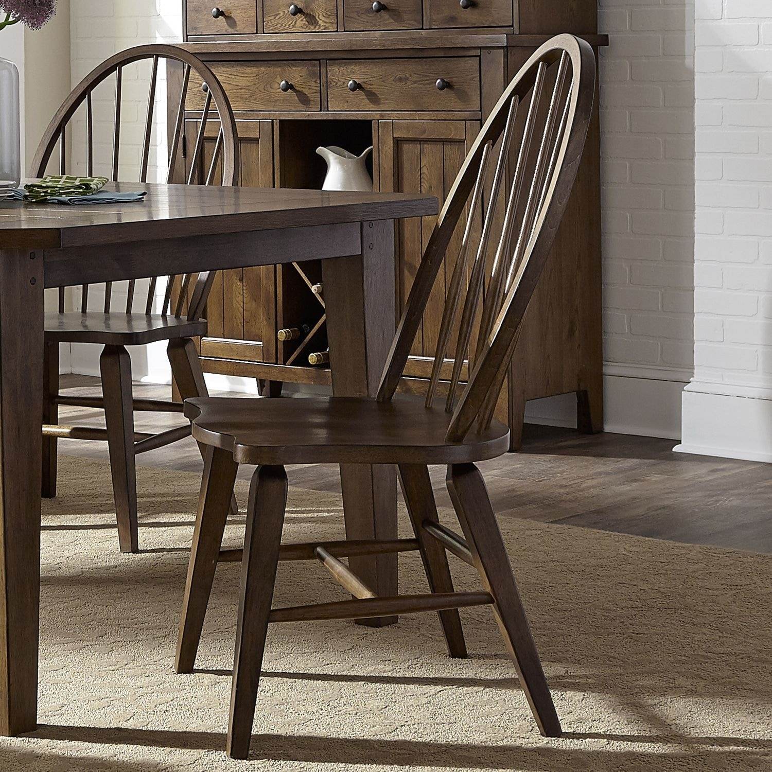 Liberty Furniture Hearthstone Ridge Windsor Dining Chairs Set of 2 Oak Wood