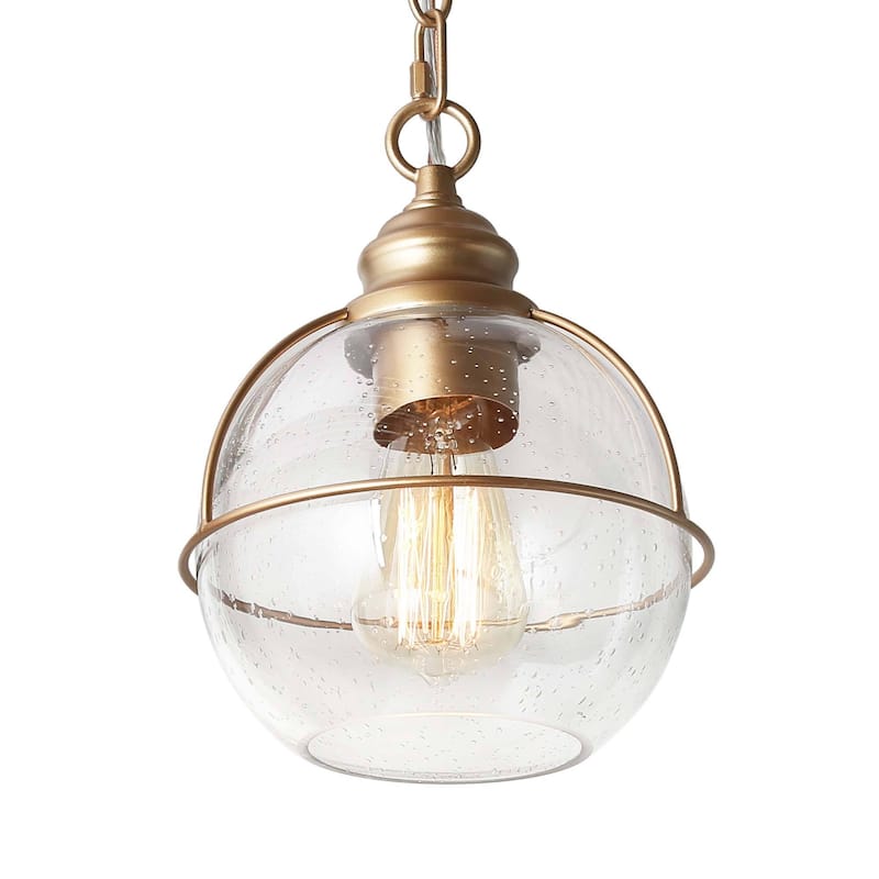 Mid-century Modern 1-light Island Pendant Light Glass Globe Bronze Gold Accent Island Lighting - D 7.5"x H 69"
