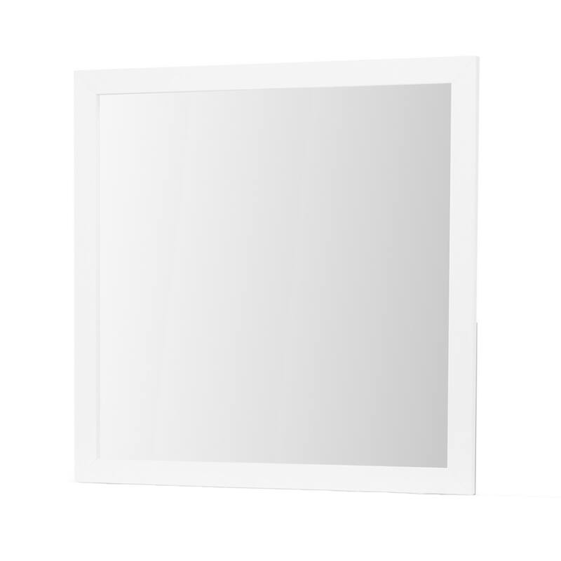 HomeRoots 40" White Wood Square Dresser Mount Framed Mirror - 39.56 in. x 39.56 in. x 0.18 in.