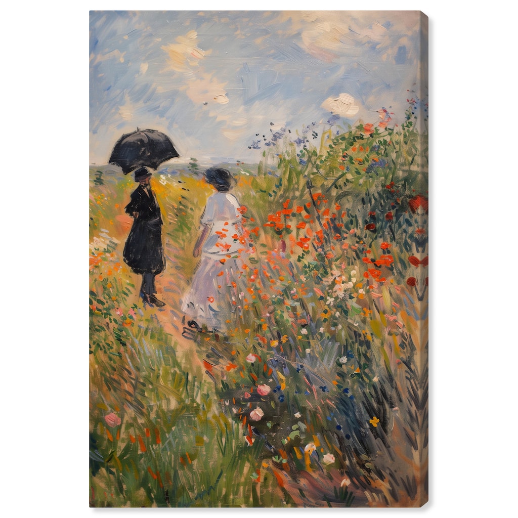 Art Remedy A Stroll Through The Flowers Gallery Wrapped Impressionism 1 Piece Canvas Wall Art