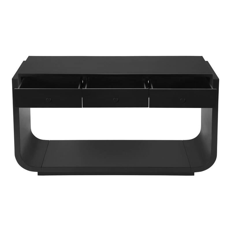 Mid-Century Modern Console Table with 3 Storage Drawers and Display Shelf for Entryway or Living Room Use