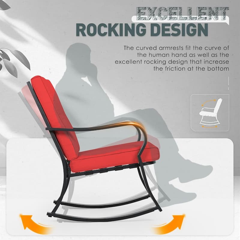 3-piece Rocking Chair Patio Bistro Set with Side Table