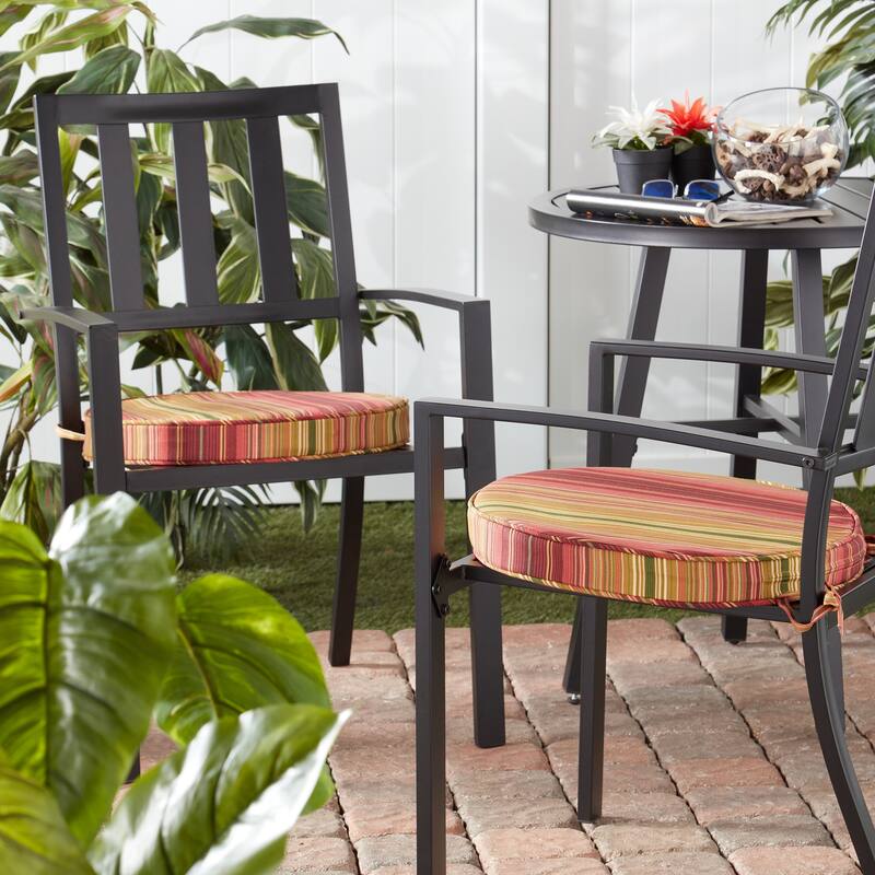 Greendale Home Fashions 18" Round Outdoor Chair Pad (Set of 2) - Kinnabari Stripe