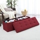 preview thumbnail 4 of 8, Foldable Tufted Linen Storage Ottoman Bench Foot Rest Stool/Seat
