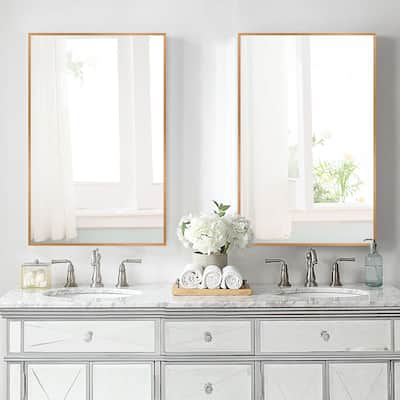 Modern Thin Frame Wall-mounted Vanity Mirror (Set Of 2） - 24*31