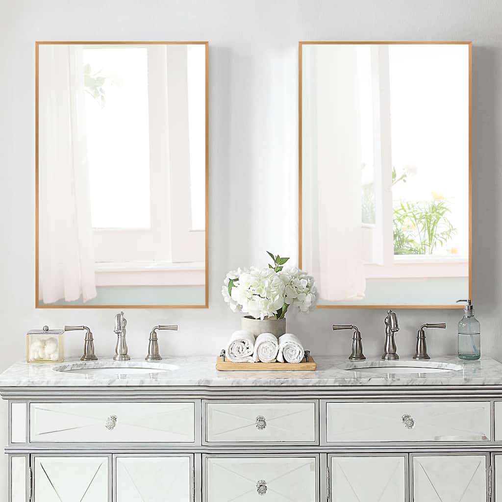 Modern Thin Frame Wall-mounted Vanity Mirror (Set Of 2） - 24*31