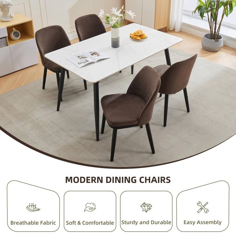 Modern Upholstered Dining Chair Set of 2, Kitchen Chair with Wooden Legs