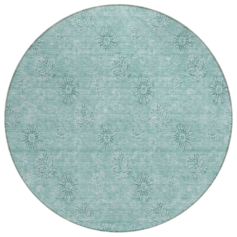 Machine Washable Indoor/ Outdoor Chantille Floral Burst Rug