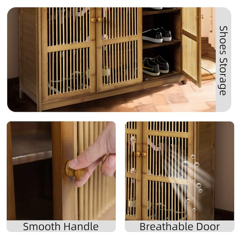 Shoe Cabinet with 3 Doors and Shelves Storage Organizer Entryway - 37"x13"x39"