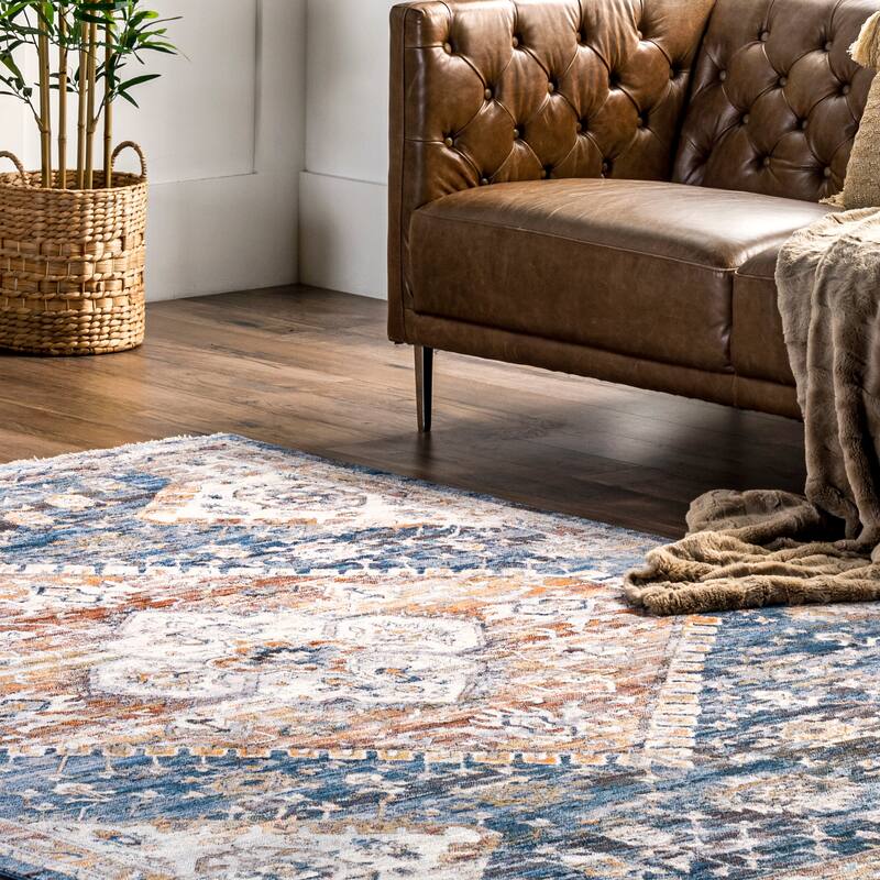 Nuloom Addison Transitional Faded Medallion Fringe Area Rug